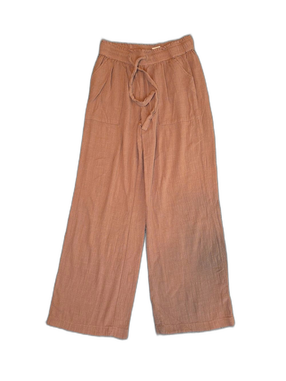 SO Wide-Leg Drawstring Pants in Terracotta - 100% Cotton